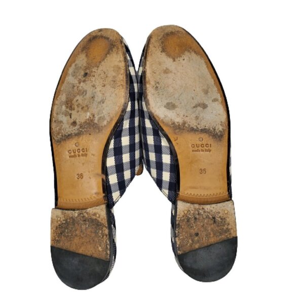 Gucci Princetown Horsebit Gingham Plaid Mules Loafers Flats - Picture 5 of 7